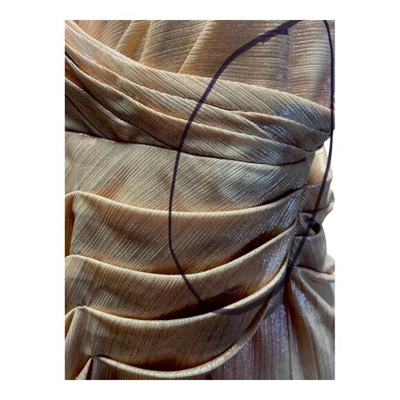 Retrofete Yesi Dress Pleated Surplice Braided Strap Formal Gala Party Metallic M - Picture 14 of 15